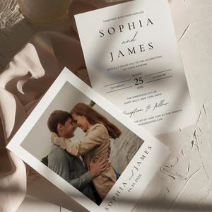 Minimalist Wedding Invitation Template | Editable Canva Template | Wedding Invite Download, Invitation Template | Photo Wedding Invite | #SC image 5