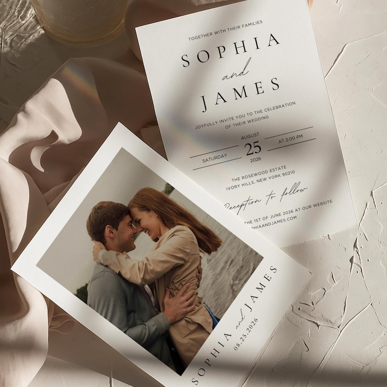 Minimalist Wedding Invitation Template | Editable Canva Template | Wedding Invite Download, Invitation Template | Photo Wedding Invite | #SC image 5