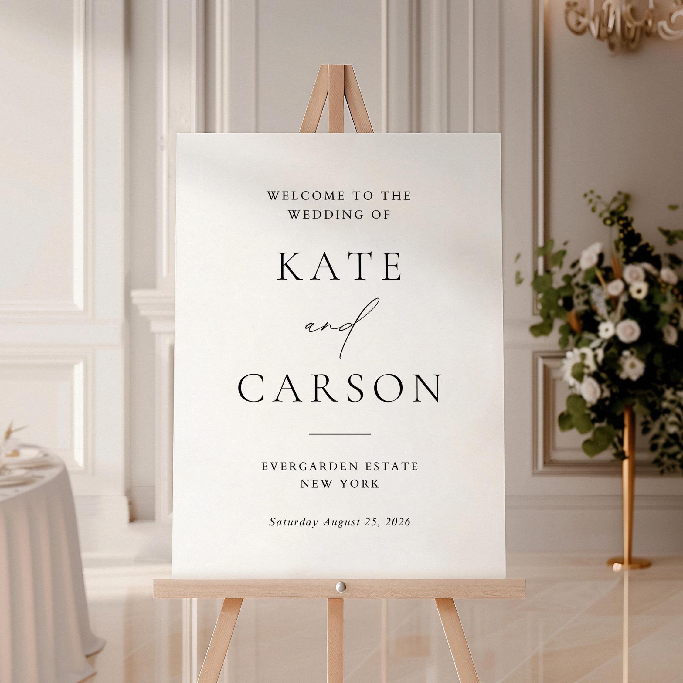 Wedding Welcome Sign | Editable Canva Template | Minimalist Wedding Welcome Board, Editable Wedding Signage, Large Reception Sign | #KC