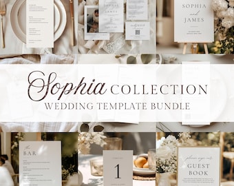 SOPHIA Wedding Bundle | Canva Templates | Minimalist Large Wedding Bundle, Modern Elegant Wedding Template Bundle, Invitation Suite | #SC