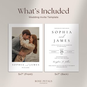 Minimalist Wedding Invitation Template | Editable Canva Template | Wedding Invite Download, Invitation Template | Photo Wedding Invite | #SC image 4