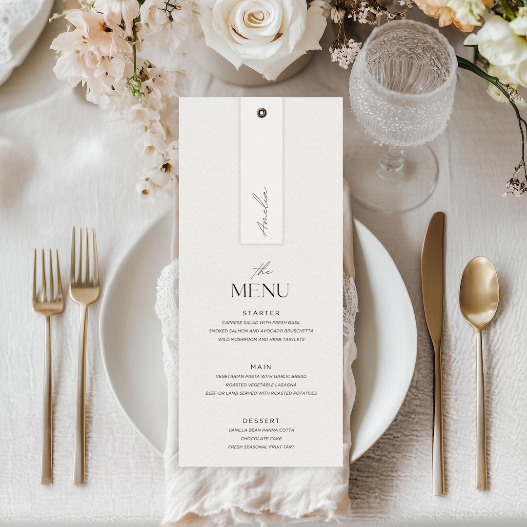 Wedding Menu & Place Card Template Set | Editable Canva Template ...
