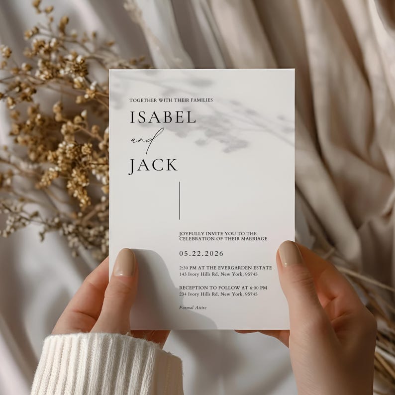 Minimalist Wedding Invitation Template | Editable Canva Template | Wedding Photo Invitation, Wedding Template, Wedding Invite Download | #IC image 6