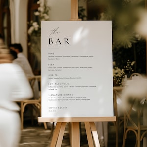 Wedding Bar Menu Sign | Editable Canva Template | Minimalist Bar Menu Sign | Elegant Wedding Drinks Menu | Signature Drink Sign | #SC image 6