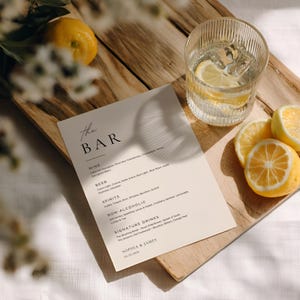 Wedding Bar Menu Sign | Editable Canva Template | Minimalist Bar Menu Sign | Elegant Wedding Drinks Menu | Signature Drink Sign | #SC image 2