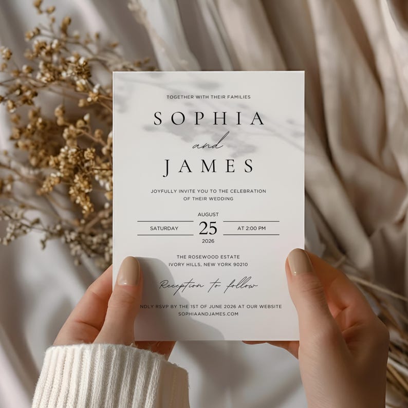 Minimalist Wedding Invitation Template | Editable Canva Template | Wedding Invite Download, Invitation Template | Photo Wedding Invite | #SC image 6