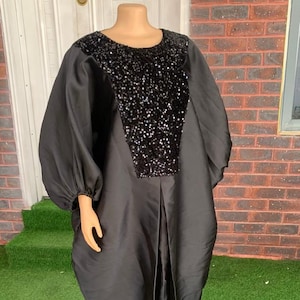 Mikado Silk Bubu Dress: Sequin Neckline, Formal African Kaftan