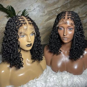 Boho Braided Curl Wig: Short Knotless Braids, Lace Front