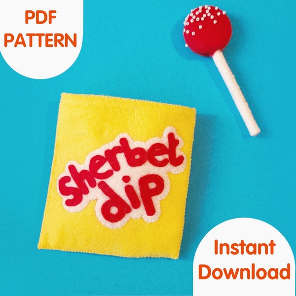 Sherbet Dip | Lollipop | Felt Food Digital Sewing Pattern | Kids Role Play | Kitchen | PDF | Sweet Shop | Market | Candy | Educational