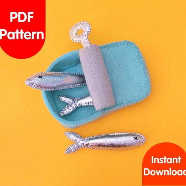 Tin of Sardines -Felt food digital sewing pattern