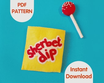Felt Sherbet Dip & Lollipop Sewing Pattern | Kids Pretend Play (PDF)