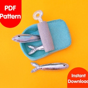 Patrón de costura de sardinas de fieltro / Comida de juguete para niños (Patrón PDF)