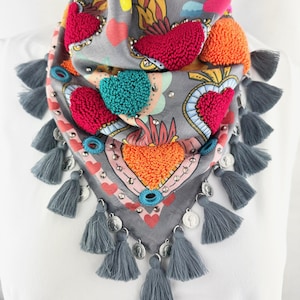 Vibrant Hearts Multicolor Silk Scarves / Silk Scarves / Crocheted Scarves / Handcrafted Scarves / Any Occasion Scarves / Artisan Made /