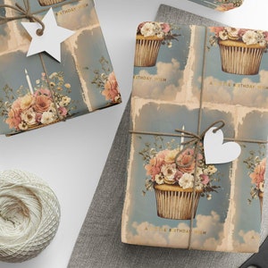 Carta da regalo vintage per cupcake, carta da regalo per compleanno, rotolo di carta da regalo per cupcake, confezione regalo ecologica, regalo elegante