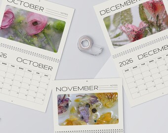2026 Blumen Fotos Wandkalender, Monatsplaner, Matt oder glänzend, 11 "x8,5" oder 14"x11,5"
