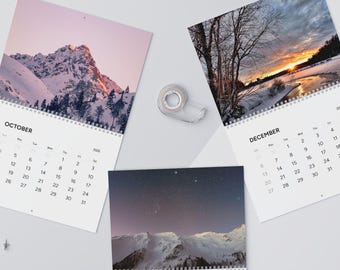 2026 Nature Photography Wall Calendar, Seasonal Scene Monthly Planner, 11"x8.5"(Matte) or 14"x11.5"(Glossy)