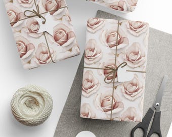Elegante Blumen Geschenkpapier Pastell Rose Blume Premium Geschenkpapier für Hochzeiten Geburtstage Jubiläen und besondere Anlässe