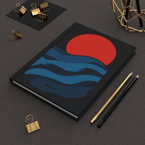 Carnet cartonné personnalisé vagues du lever du soleil, cahier d'écriture esthétique, carnet de notes sur le thème de l'océan coucher de soleil, cadeau pour les amoureux de la plage, carnet de voyage