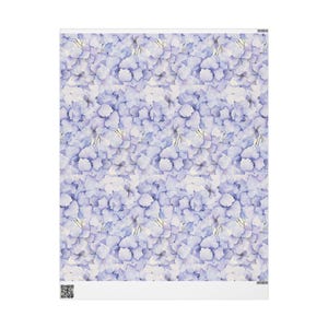Periwinkle Hydrangea Floral Wrapping Paper: Lavender Blue Flower Gift Wrap 30" x 36"