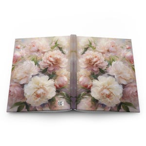 Pastel Peony Hardcover Journal Elegant Floral Design Writing Book Gift for Writers Flower Lovers Journaling Notebooks Matte Laminated Cover image 3