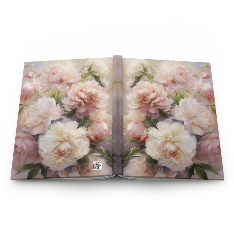 Pastel Peony Hardcover Journal Elegant Floral Design Writing Book Gift for Writers Flower Lovers Journaling Notebooks Matte Laminated Cover image 3