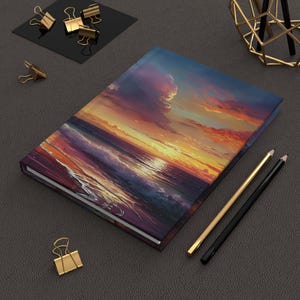Tropical Sunset Hardcover Journal, Nature Lovers Diary, Sunrise, Beach Planning, Travel Memories Notebook, Writers Gift, Relaxing Moments