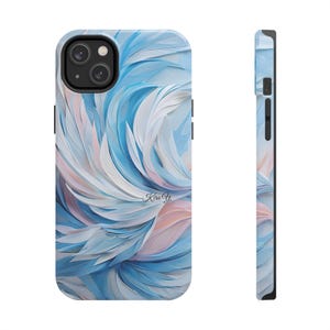 Personalized Elegant Blue Feathers Tough Phone Case, Stylish Protective Cover, Unique Gift for Her, Modern Art Accessory, Trendy Protection