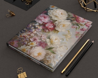 Floral Hardcover Journal, Vintage Blossoms Notebook, Gift for Writers, Nature Lovers Art Journal, Flower Blooms Diary, Beautiful Stationery