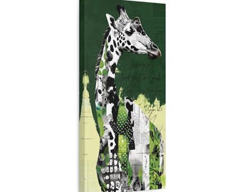 Psalm 62:5 | &quot;Rest in God&quot; Giraffe Canvas Art | Green and Black Design | Faith Wall Decor | Matte | Stretched 1.25&quot; | 11 Sizes & 2 Ratios