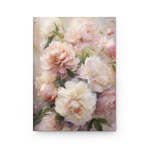 Pastel Peony Hardcover Journal Elegant Floral Design Writing Book Gift for Writers Flower Lovers Journaling Notebooks Matte Laminated Cover image 2