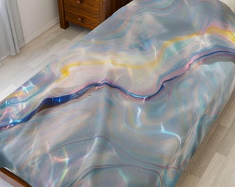 Abstract Velveteen Plush Blanket, Cozy Home Decor, Gift for Her, Soft Throw for Couch, Bedroom Accessory, Colorful Bedding, 30x40" or 60x80"