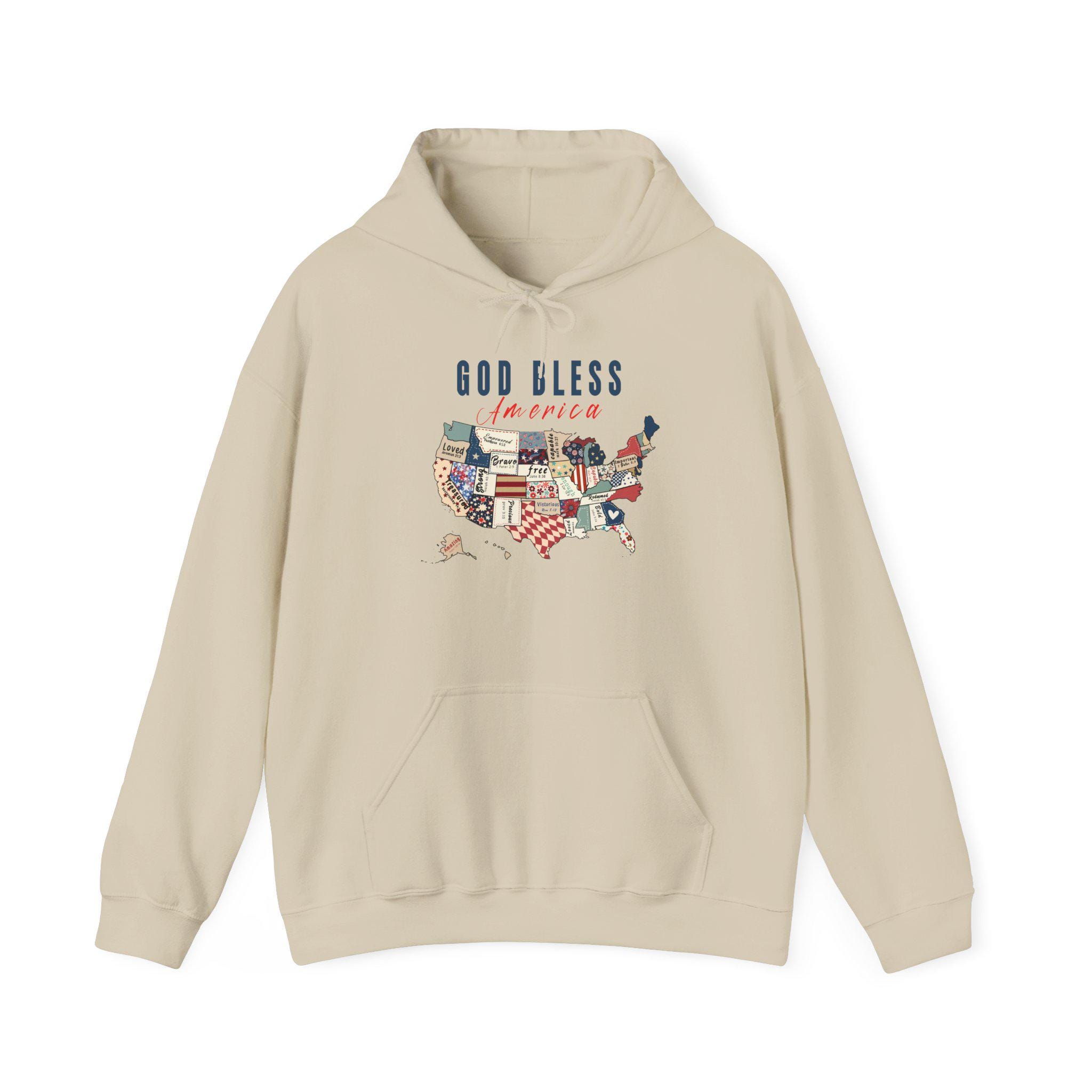 God Bless America Hoodie, Unisex Hooded Sweatshirt, Cozy Pullover