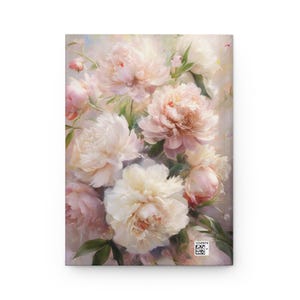 Pastel Peony Hardcover Journal Elegant Floral Design Writing Book Gift for Writers Flower Lovers Journaling Notebooks Matte Laminated Cover image 4