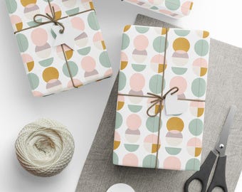 Modern Geometric Wrapping Paper, Gift Wrap for All Occasions, Holiday, Birthday, Baby Shower, Decorative Wrapping Roll, Matte or Glossy