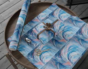 Elegant Abstract Feathers Wrapping Paper, Beautiful Gift Wrap for Any Occasion, Birthday, Christmas, Baby Shower, Wedding, Artistic Design
