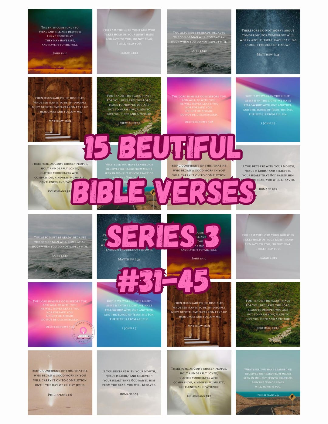Bible Verse Cards | Easy-to-memorize | Set of 15 | Download Printable | NIV | Series 3 | #31-45 ...