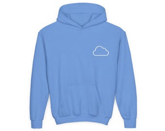 Embroidered Cloud Youth Hoodie: Cozy Cotton-Blend Kids Sweatshirt