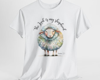 Watercolor Lamb T-Shirt, Psalms 23:1 Christian Tee