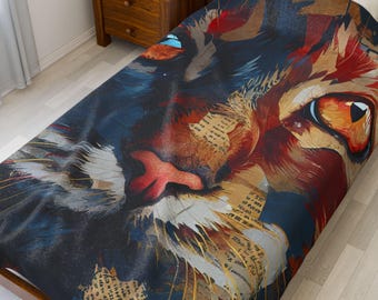 Colorful Cat Velveteen Plush Blanket, Cozy Decorative Throw, Pet Lovers Gift, Home Décor, Cat-Themed Design, Warm Soft Blanket for Family