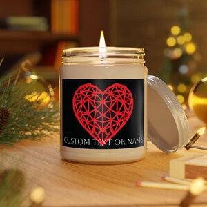 Personalized Geometric Heart Scented Candle | Minimalist Romantic Gift | Custom Candle | Natural Soy Wax | 9oz | Eco-Friendly