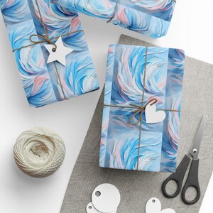 Artystyczny papier do pakowania piór, wyjątkowe opakowanie na prezent, kolorowe opakowanie urodzinowe, opakowania świąteczne, motyw Mystic Feather, pastelowe kolory