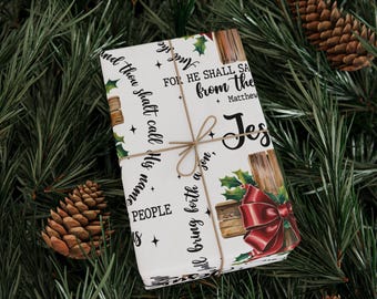 Papel de regalo navideño con temática de Jesús, papel de regalo navideño, papel de regalo religioso, papel de regalo festivo, decoración navideña