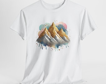 T-shirt aquarel Mountain Range, T-shirt Painted Peaks, uniseks Gildan 5000