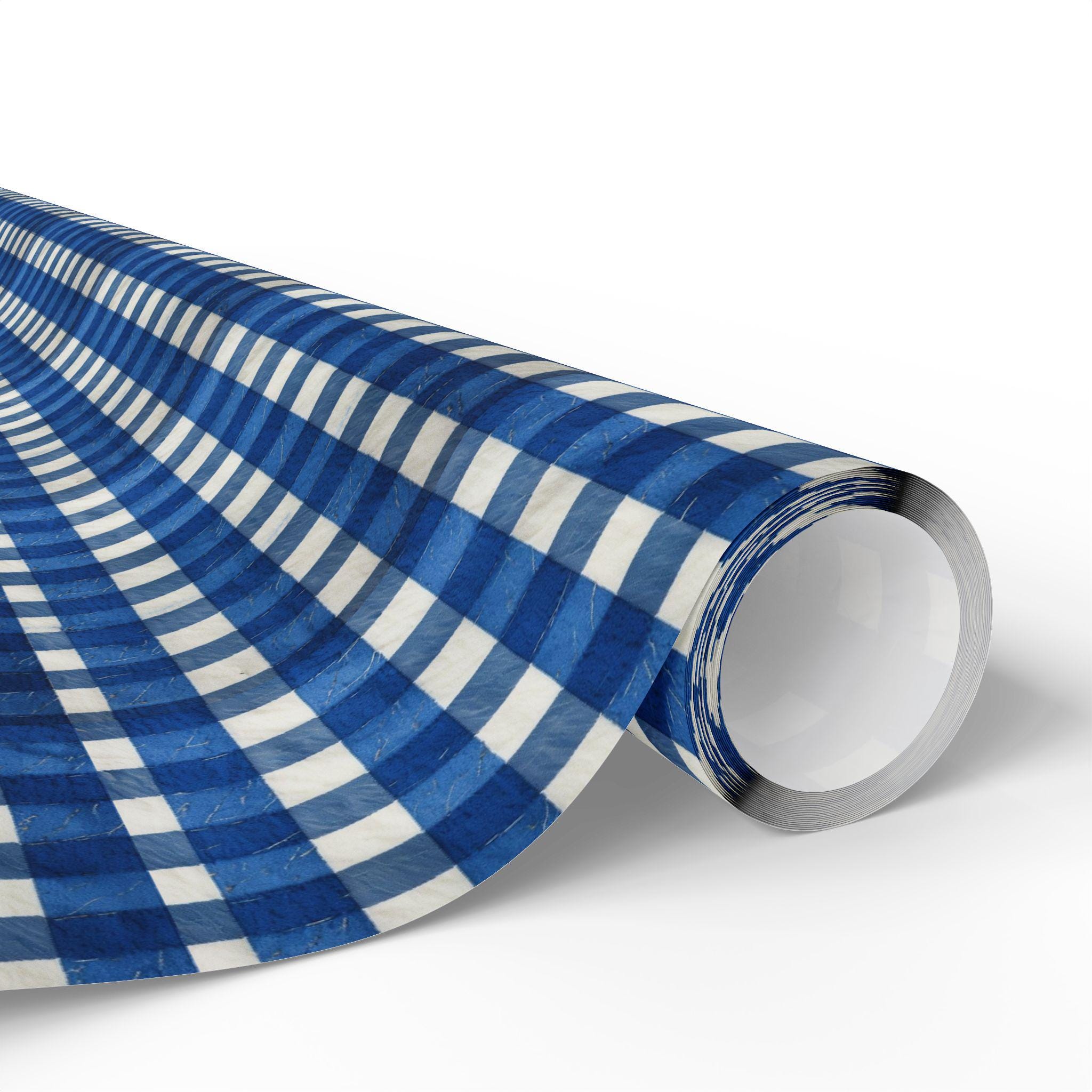 Elegant Blue Checkered Wrapping Paper, Gift Wrap for Birthdays ...