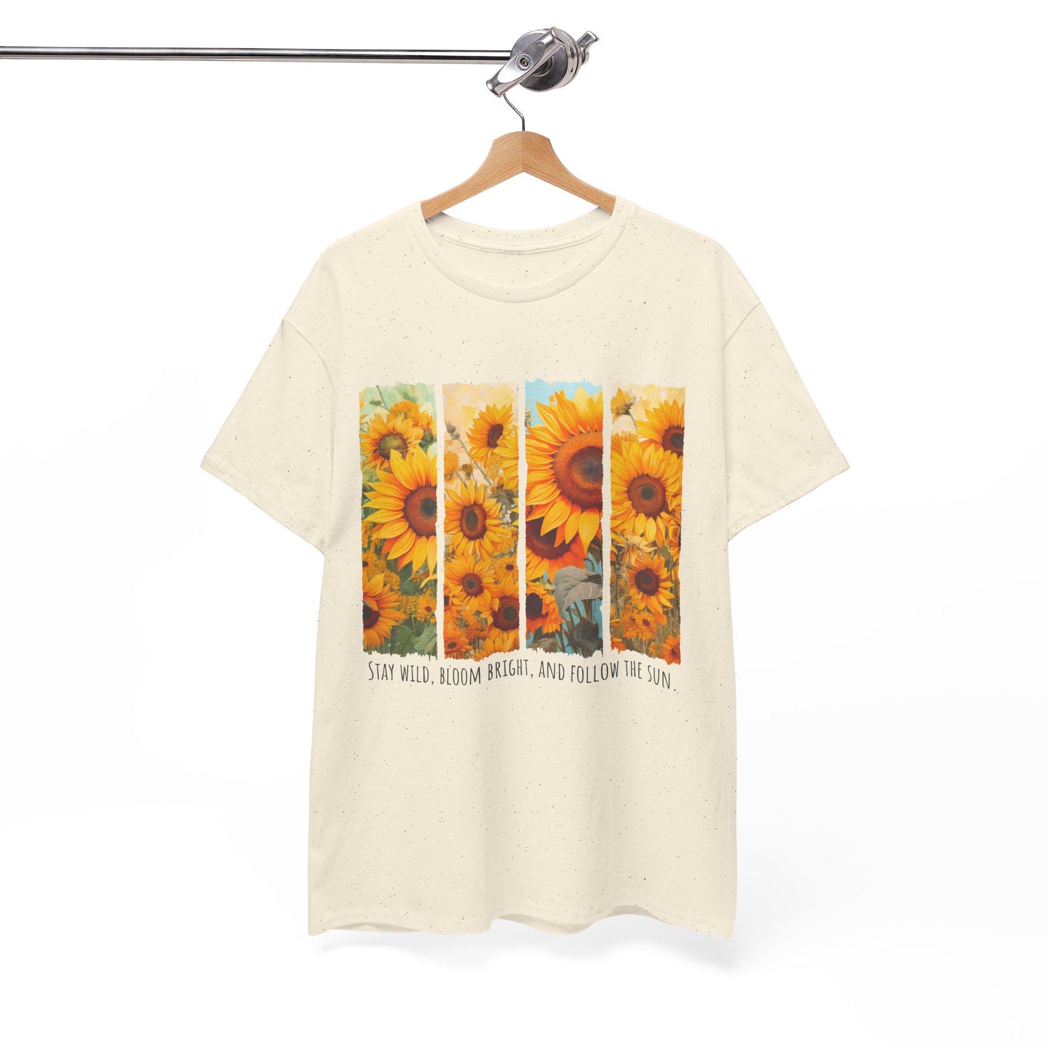 Sunflower Panels T-shirt, Floral Nature Graphic Tee, 'stay Wild
