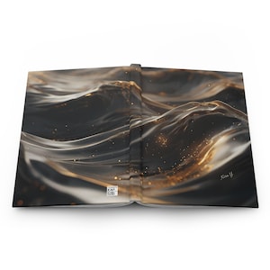 Carnet cartonné personnalisé vagues dorées noires, carnet de notes sur la santé mentale, journal intime rustique, cadeau inspirant pour écrivains, prise de notes