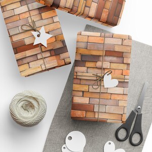 Rustykalny papier do pakowania w cegłę, wyjątkowy papier do pakowania prezentów na każdą okazję, przyjazny dla środowiska, opakowanie świąteczne, papier do pakowania prezentów urodzinowych, matowe lub błyszczące wykończenie