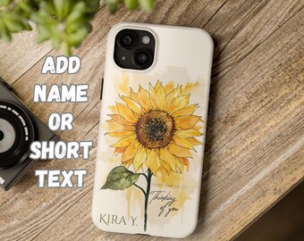 Inspired by Hebrews 12:2 | Personalized Christian Tough Phone Case | Sunflower Design | Custom Gift | Add Name or short Text | Faith-Based