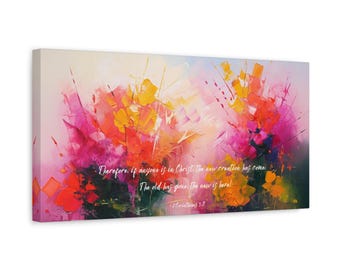 Matte Canvas, Stretched 1.25&quot;, Vibrant Floral Wall Art, Christian Home Decor, Motivational Print, Colorful Religious Artwork, Unique Gift