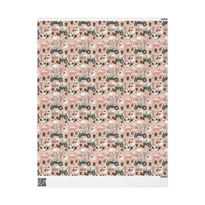 Farm Animals Wrapping Papers, Rustic Gift Wrap for Nature Lovers, Pastel Farmyard Theme, Birthday Holiday Packaging, Country Chic Gift Wrap 30" x 36"